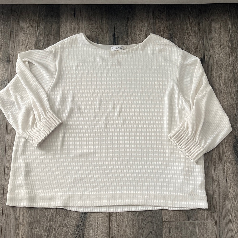 Calvin Klein white Textured Blouse